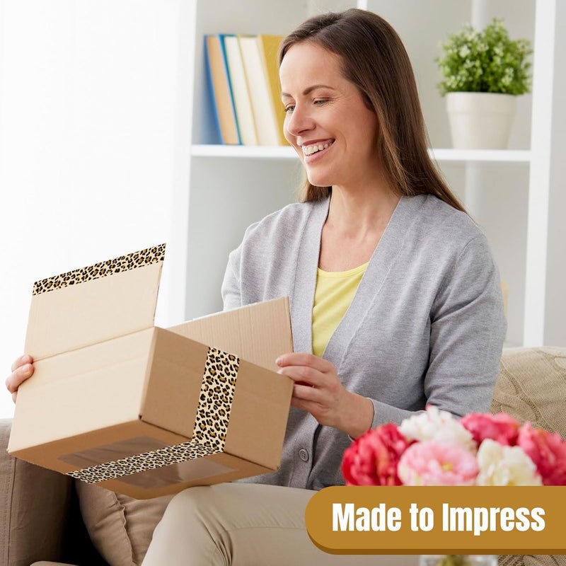 Whaline Leopard Print Packing Tape Spotted Leopard Pattern Tape Waterproof Shipping Tape for Small Business Gifts DIY Crafts Box Carton Decorations - Image 5